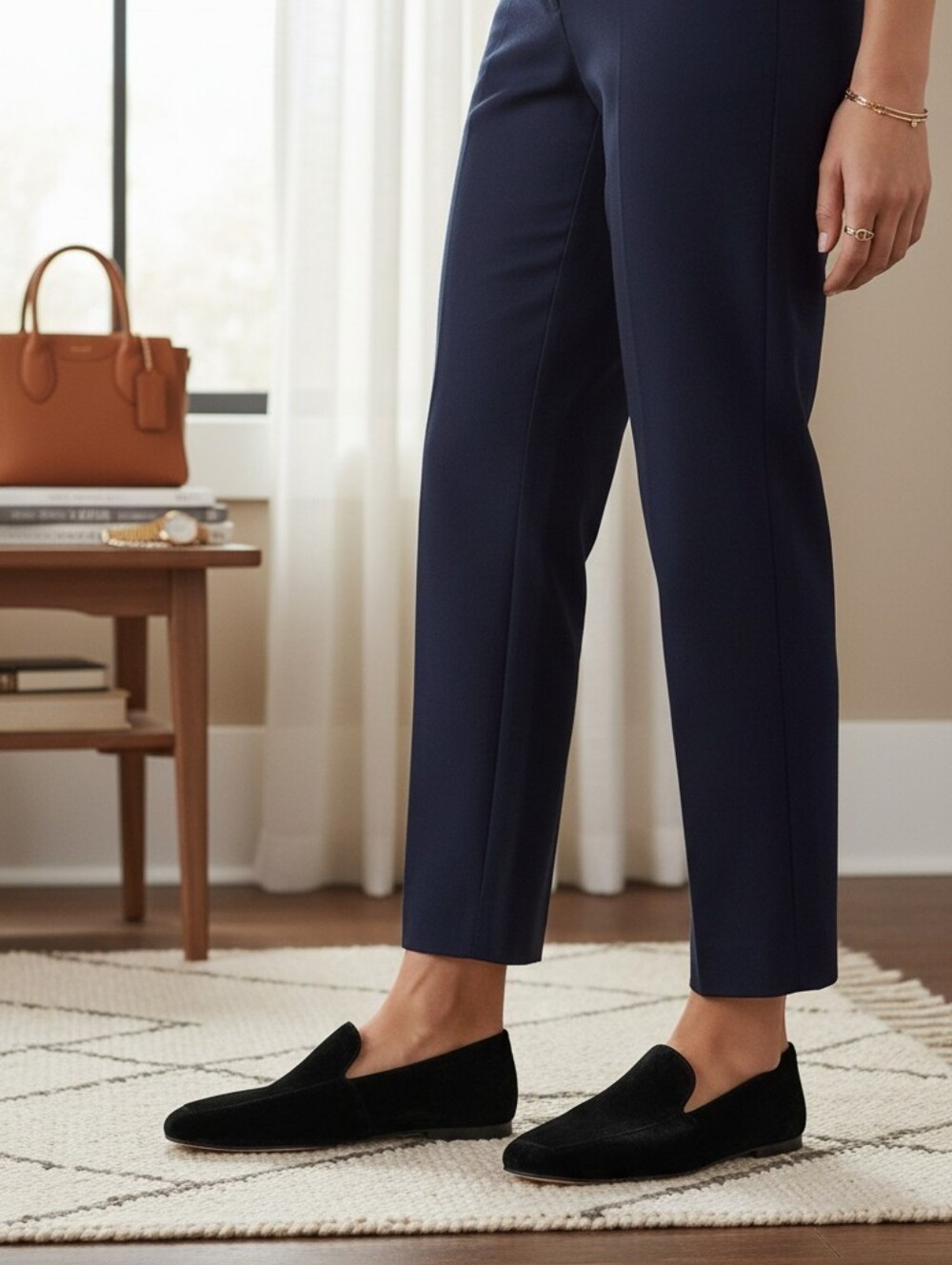 Banana Republic Black Velvet Smoking Loafers - Women